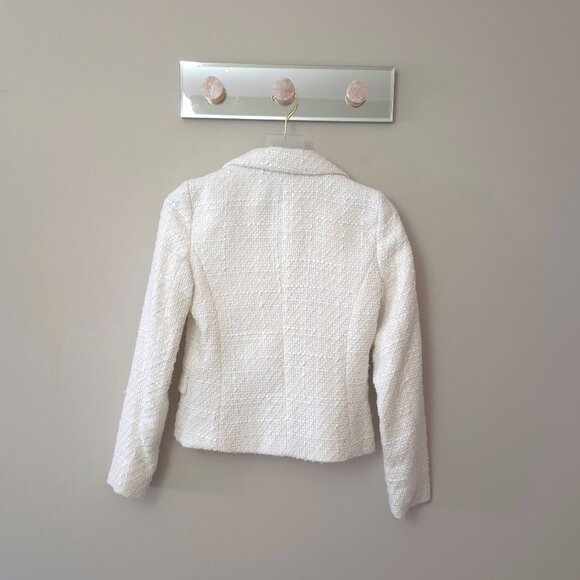 NWT Rachel Zoe white double breasted tweed like cropped blazer, XS - Picture 8 of 11